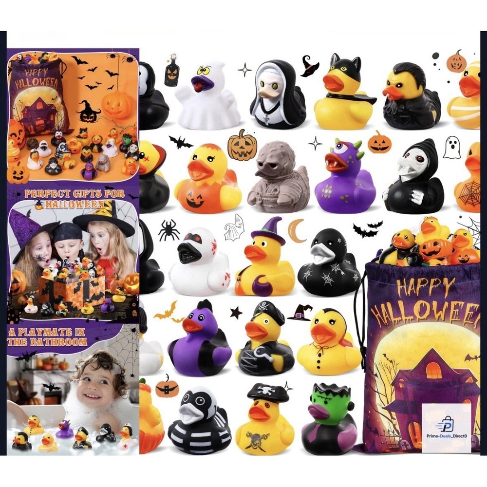 24 PCS Halloween Rubber Ducks with Bag, Halloween Ducks for Jeep Ducking